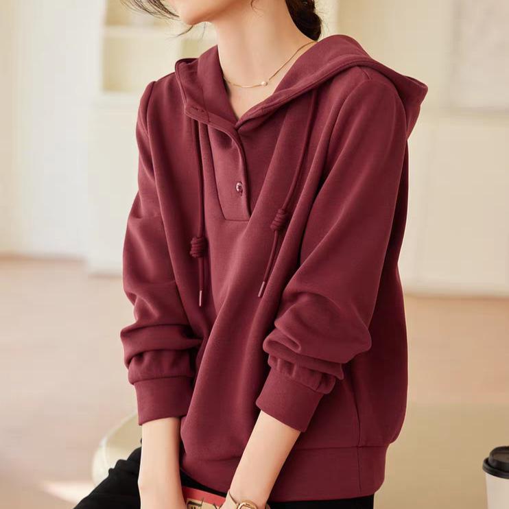 Damen Casual Kapuzensweatshirt - Herbst 2025 Kollektion, Lockere Passform, Vielseitiges Langarm-Oberteil für Mittelalte