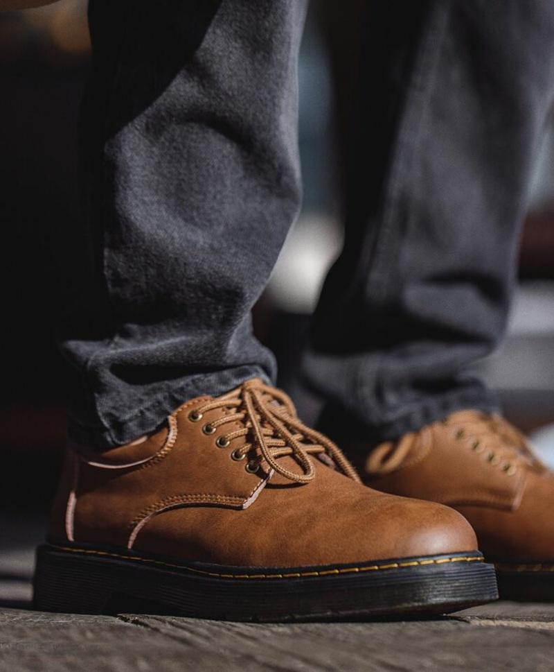 Fashion Men's British Genuine Leather Shoes Spring Autumn Outdoor Casual Work Ankle Boots Designer Luxury Low Top Safety Shoes