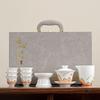 Suet jade tea set, kung fu set, white porcelain office household teapot cover bowl teacup