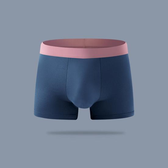 Men Boxer Underwear Elastic Mid-rise Tight Cut High Elasticity Shorts Panties Patchwork Color U-Convex Breathable Panties