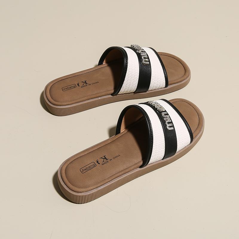 CRLAYDK Sandals for Women Basic Slip On Flat Open Toe Comfort Beach Slippers for Casual Dressy Summer Indoor Outdoor Slides