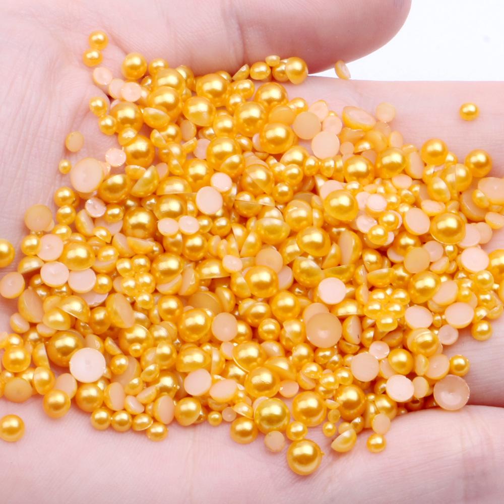 9mm Flat-back Half-round Pearl Beads - 100 Pcs for DIY Phone Case Decoration