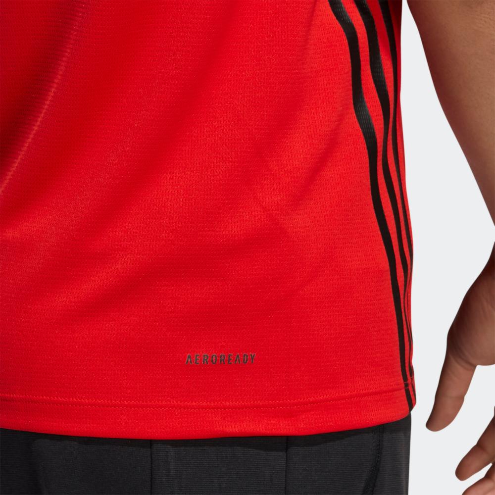 Adidas Aeroready Aero 3S Tee Striped Casual Crew Neck Short Sleeve T-Shirt Men Tops Bright-Red GM0661