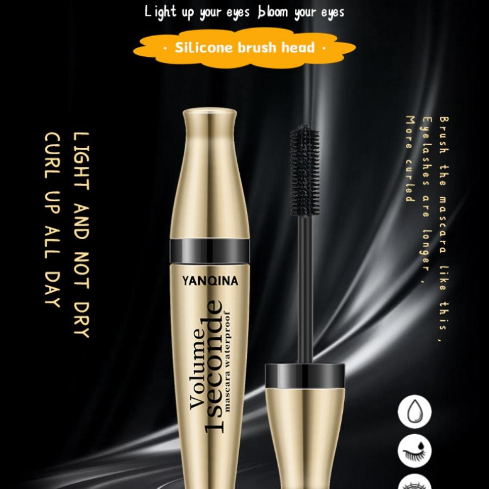 YANQINA Golden Tube Mascara Waterproof Fiber Long Without Smudge Three -effect One 3D Mascara Silicon Head