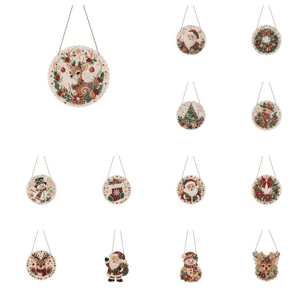 Acrylic Christmas Rhinestone Painting Kit Round Xmas Ornament Kit Wall Decor
