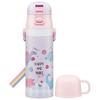 Skater Children's Stainless Steel Water Bottle 2-Way Direct Drinking 470ml Cup Drinking 430ml Happy & Smile Rainbow Child-friendly Lightweight Type Gi