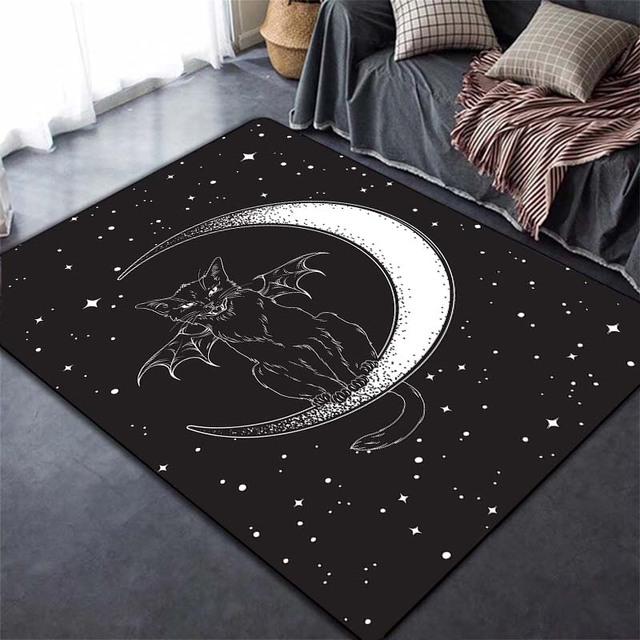 Satanic Cat Carpet for Living Room Home Decor Sofa Table Large Area Rugs Atheist Floor Mat Bedroom Bedside Foot Pad Doormat