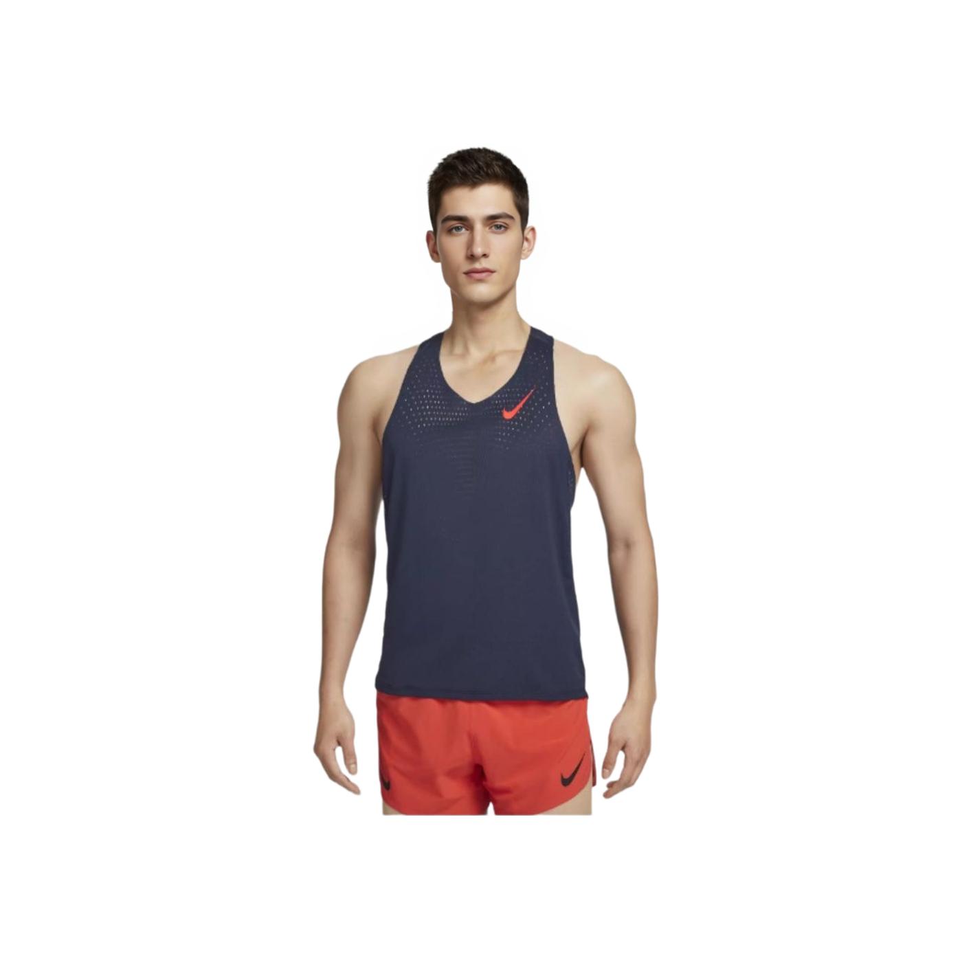 Nike Aeroswift Dri-Fit Adv Quick-Dry Running Casual Vest Men Tops Obsidian Bright-Crimson FN4232-451 S