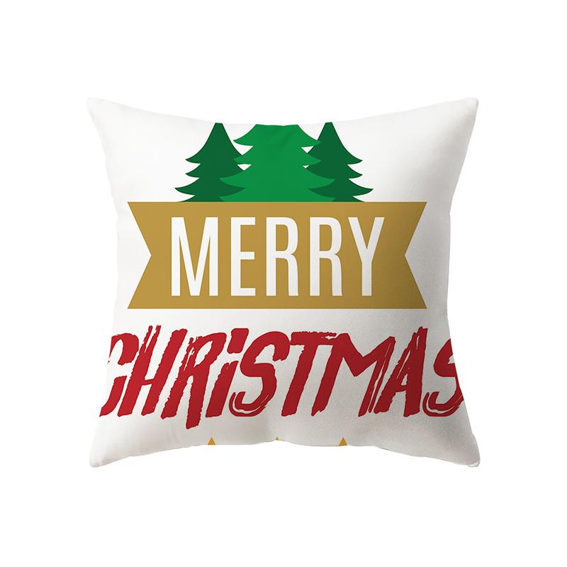 Merry Christmas Snowman Print Pattern Cushion Cover Home Living Room Sofa Decoration Square Polyester Pillow Pillow Cover