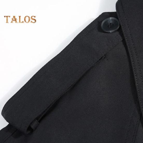 Women Windbreaker Turn-down Collar Loose Pure Color Coat Long Sleeves Belt Decor Overcoat Mid Length with Pockets Windproof Lady Jacket