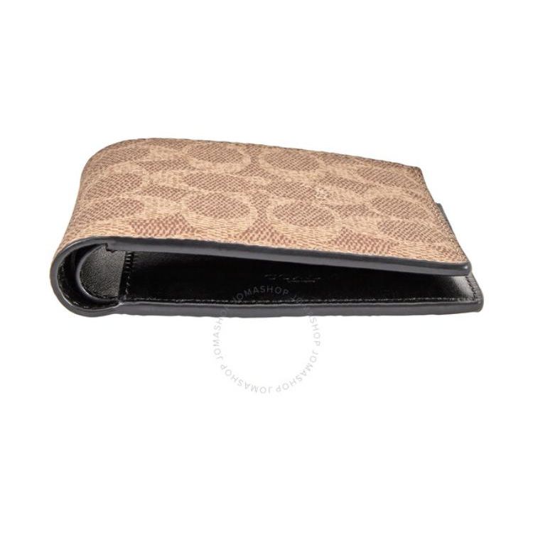 Coach 3-in-1-Geldbörse 11 Klassisches Monogramm Kurzes Canvas- und Ledergeldbörse Herren-Geldbörsen Braun 31213-KHA