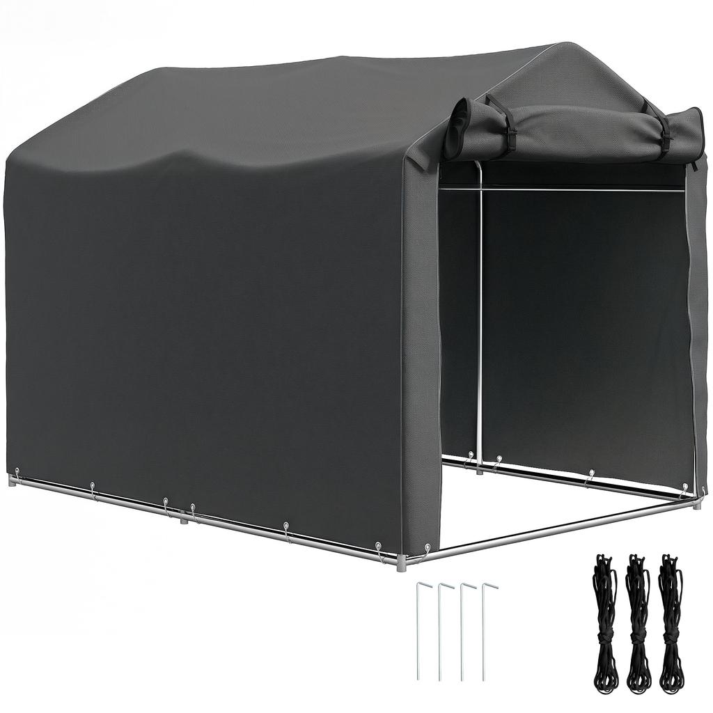 2.2 x 1.6 m Garden Storage Tent, Waterproof Anti-UV Bike Tent with Roll-up Zipper Door, Galvanised Outdoor Storage Shelter Carport for Bike