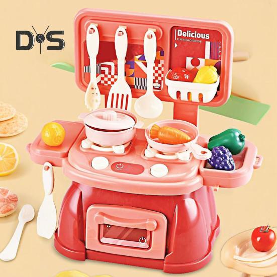 Kids Kitchen Play Set with 30Pcs Pretend Toys Role-playing Kitchen Set Develop Hands-On Skills Cooking Simulation Toys for Kids