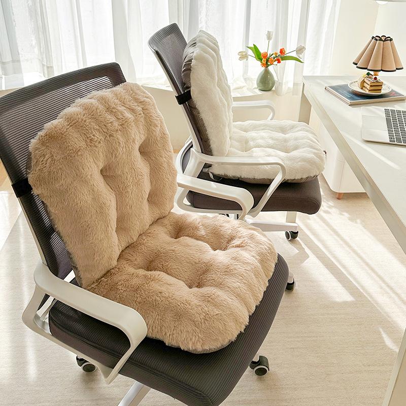 Rabbit Plush Ergonomic Office Chair Cushio-Comfortable Polyester Backrest Support Pad Ideal for Long Sitting In Home,Car,Chair