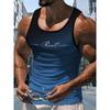 Fashion Gradient Color Print Graphic Men Round Neck Quick Drying Fitness Running Tank Top Leisure Breathable Outdoor Sports Vest