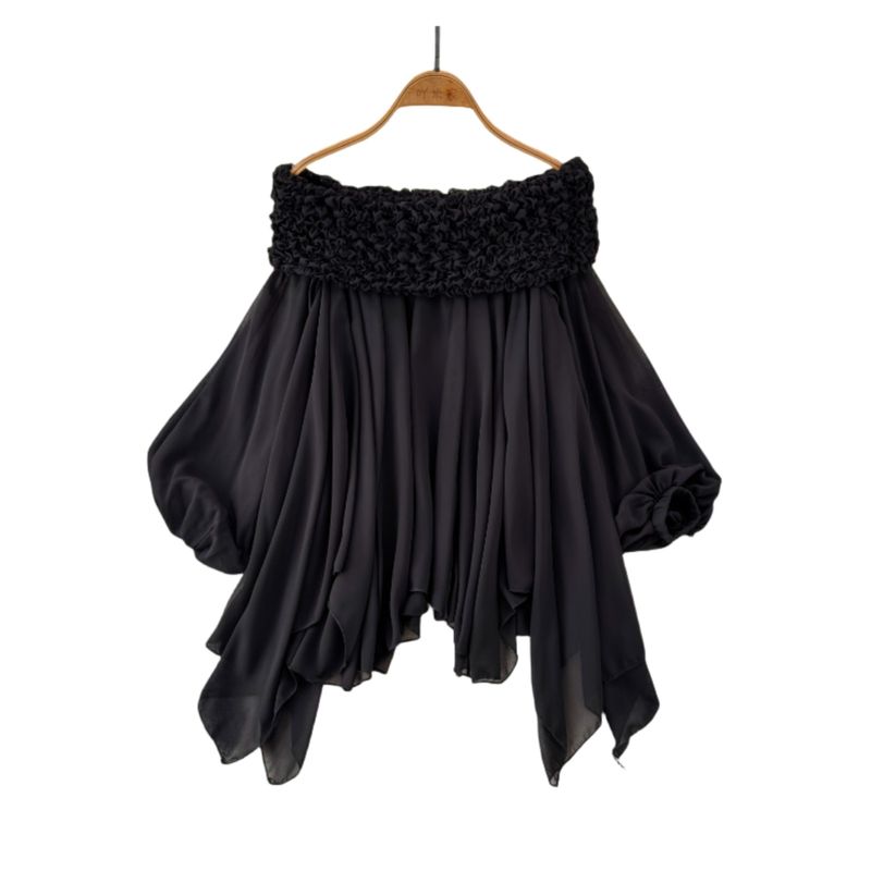 off-Shoulder Fairy Heavy Industry Ruched off-Shoulder Collar Pure Desire Tops