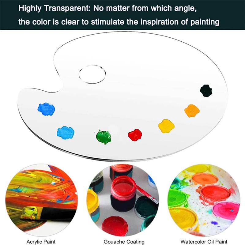 Easy Clean Non-Stick Artist Acrylic Paint Pallet 3/6 Pcs Clear Paint Tray Palette For Oil Watercolor Crafts