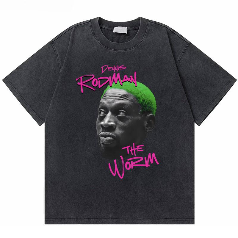 2026 Hot Sale Washed Vintage The Worm Dennis Rodman I'm Back T-shirt Men Women Fashion Hip Hop Oversized T Shirts Male Rock Retro Streetwear