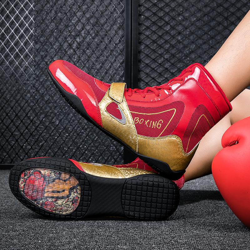 Wrestling Shoes Professional Boxing Shoes Men's Sanda Shoes High Top Fighting Taekwondo Wushu Training Muay Thai Competition Fighting Shoes