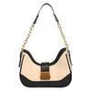 Women's Color Block Chain Underarm Bag - Fashionable Patchwork Shoulder and Crossbody Handbag