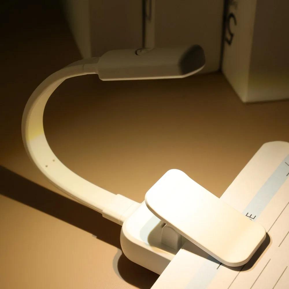 Mini Clip Book Light 3 Brightness Adjustable USB Rechargeable Reading Lamp Eyes Protection Convenien Room Dormitory Night Lights