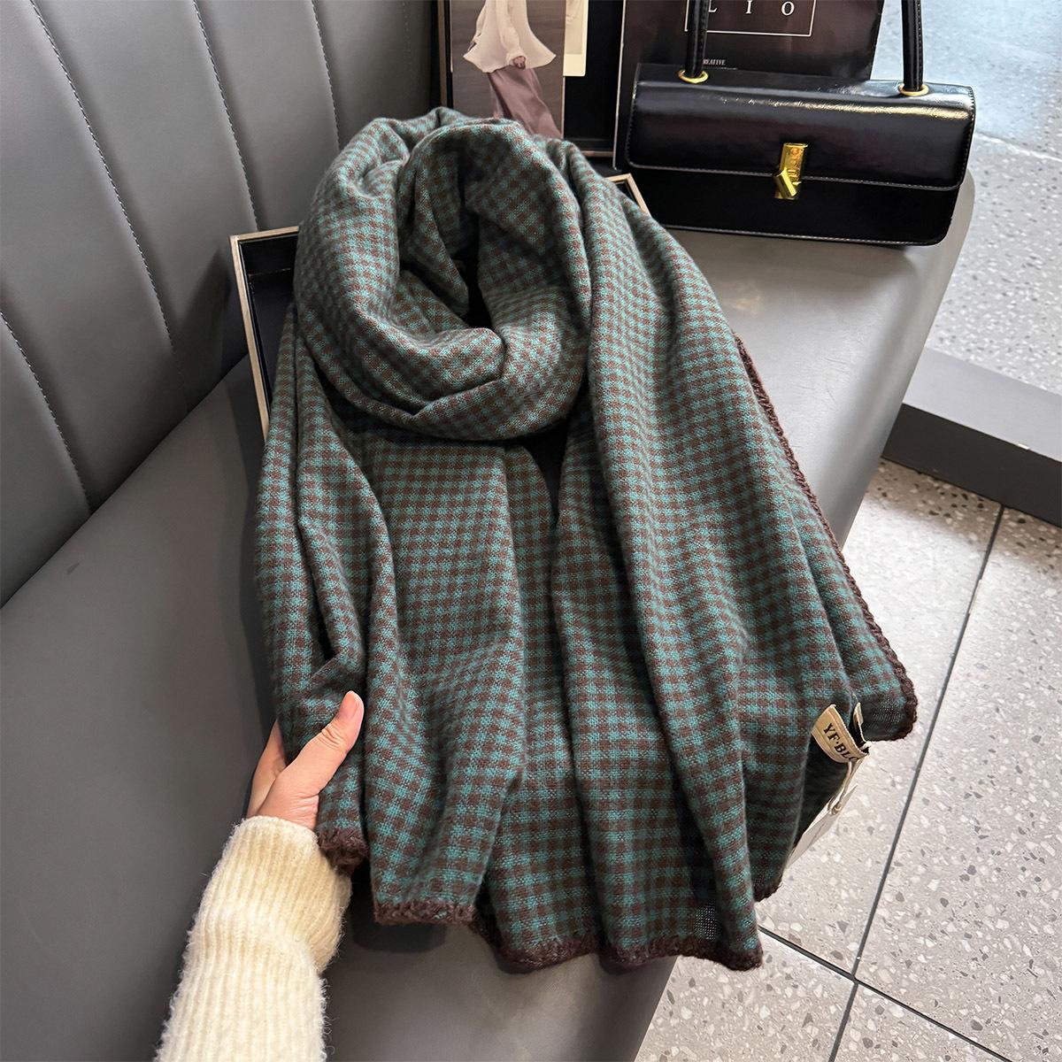 

Women Men Autumn Winter Warm Shawl For Fashion Luxury Design Checkered Scarf Imitation Cashmere Wrap Lady Scarves Foulard Stoles 67x200cm
