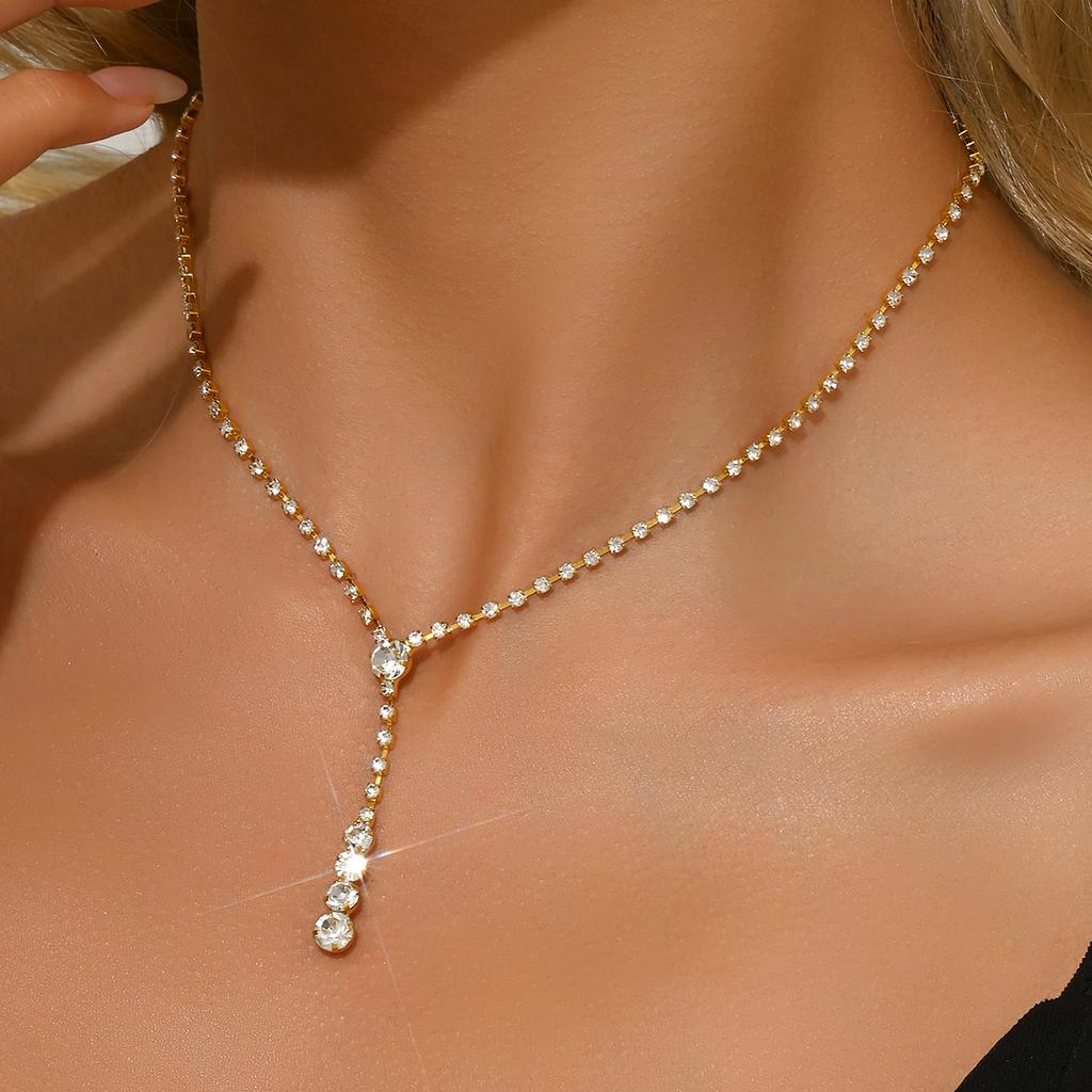 Modisch, leichter Luxus, minimalistisch, beliebter Schmuck, Bestseller-Halsketten, Strasssteine, grenzüberschreitende Bestseller