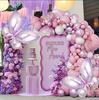 Pink Purple Romantic Decoration Balloon Wedding Party Balloon Arch Wreath Set Butterfly Dress Balloon Birthday Party Decoration