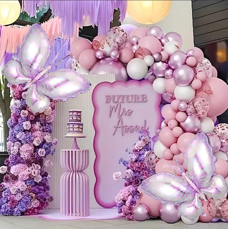 Pink Purple Romantic Decoration Balloon Wedding Party Balloon Arch Wreath Set Butterfly Dress Balloon Birthday Party Decoration