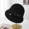 Knitted thin hollowed out wide-brimmed bucket hat women's summer sunscreen hat breathable face small versatile soft sunshade basin hat
