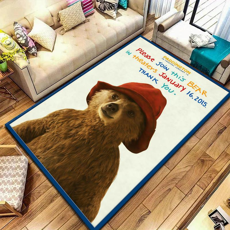 Paddington Bear Carpet Rug for Living Room Bedroom Home Sofa Decoration,Kids play Nonslip Floor Mat