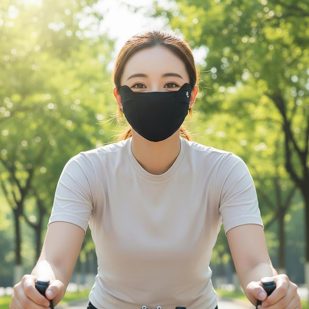 Ice Silk Sun Mask Adjustable Eye Corner Protection Cooling Breathable for Women Outdoor Sports Commuting UV Shield