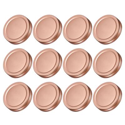 12 szt. Nakrętek do słoików Mason 70 mm / 2,76" Regularny otwór Nakrętki z blachy cynowej Szczelne do słoików do konserwowania Przechowywanie w kuchni Różowe złoto / Czarny