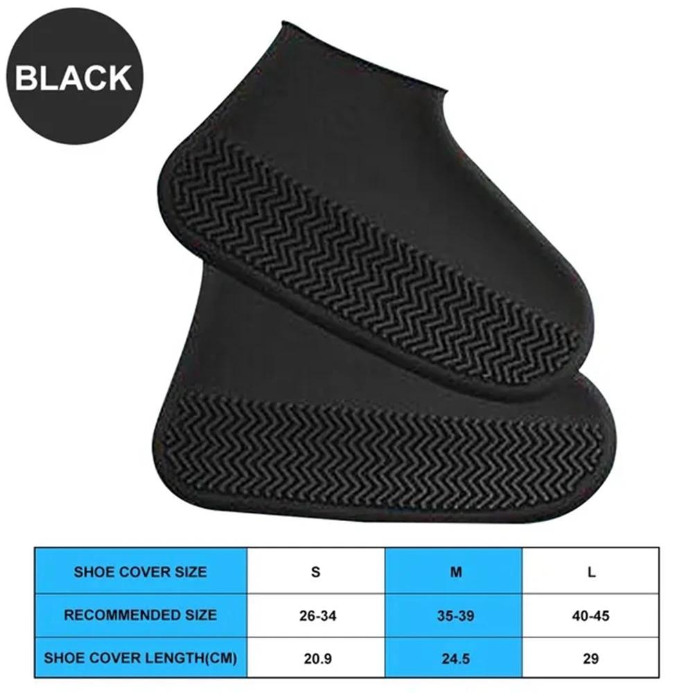 

2pcs Waterproof Non-slip Silicone Shoe High Elastic Wear-resistant Unisex Rain Boots for Outdoor Rainy Day Reusable Shoe Cover S (26-34)