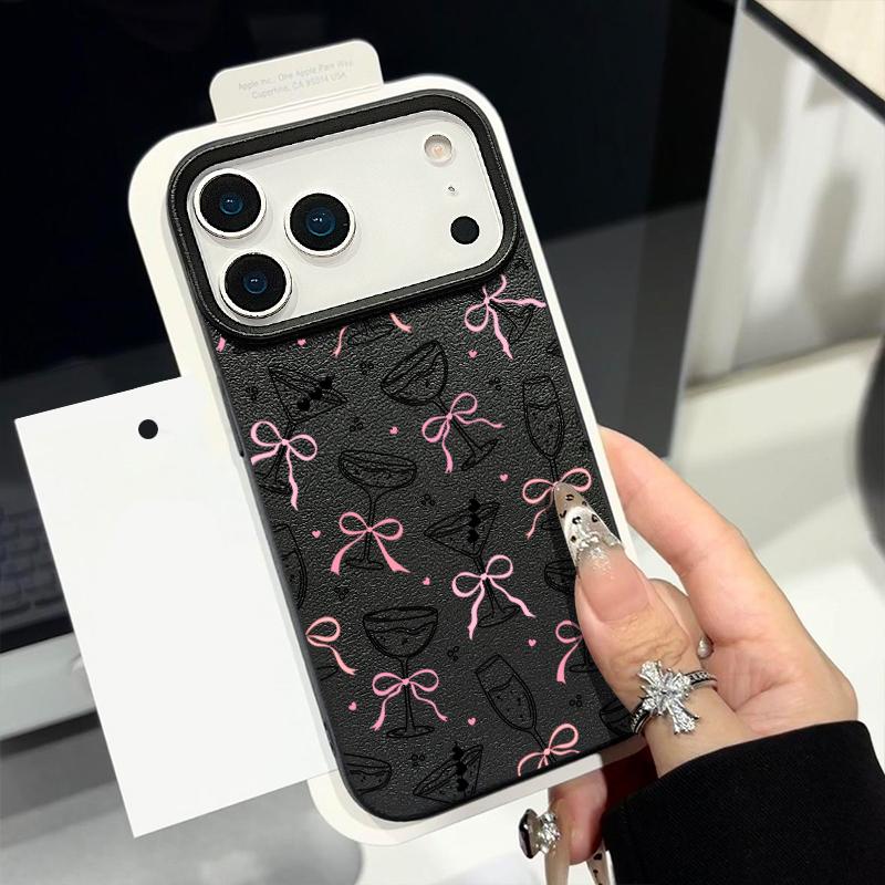 

Colorful Bowknots Pattern Case For iPhone 17 Pro Max iPhone 16 15 14 13 Pro Max 11 17e 16e Luxury Leather Texture Soft Silicone Matte Cover iPhone 15 Pro чёрный