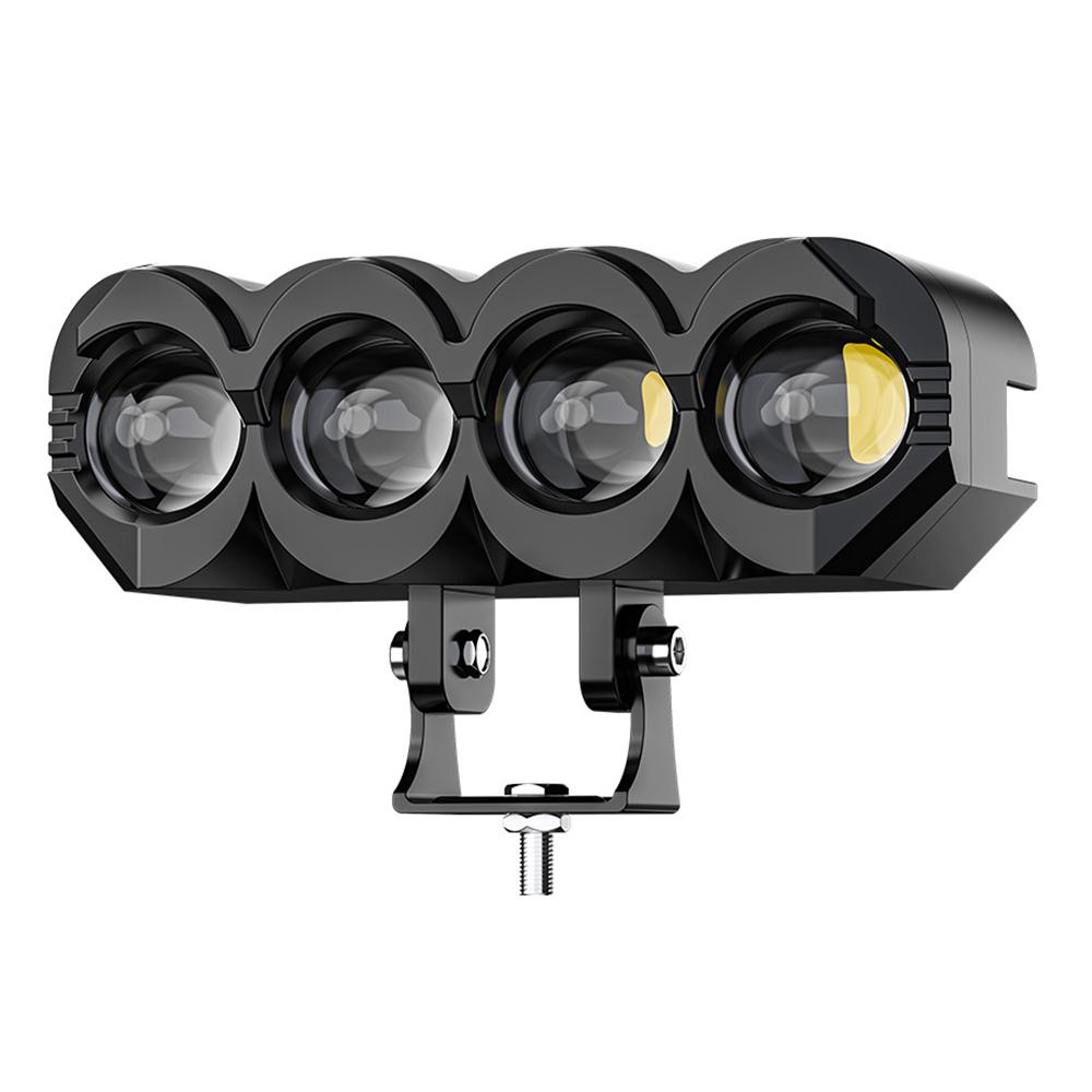 

Motorcycle 4-LED Headlight Waterproof White+Yellow Light Motorbike Spotlight Front Lamp A
