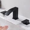 Waterfall Bathroom Basin Faucet Brushed Gold/Black Deck Mounted Hot and Cold Water Mixer Sink Tap Dual Handle Bathtub Tap