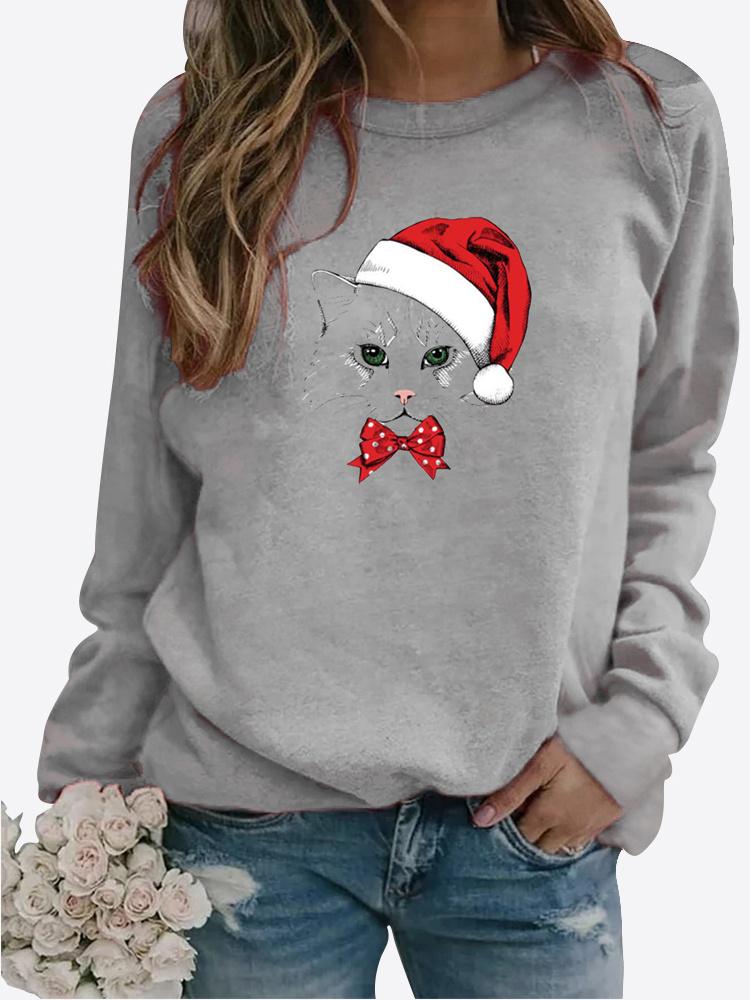 Ropa de otoño e invierno para mujer, sudadera informal estampada, Tops de manga larga, camiseta, jersey de cuello redondo, blusa