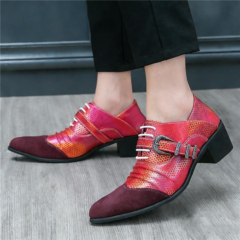 Charm Mixed Style Patchwork Monk Strap Pointed Height Increasing Shoes for Men Dress Wedding Homecoming Footwear Zapatos Hombre