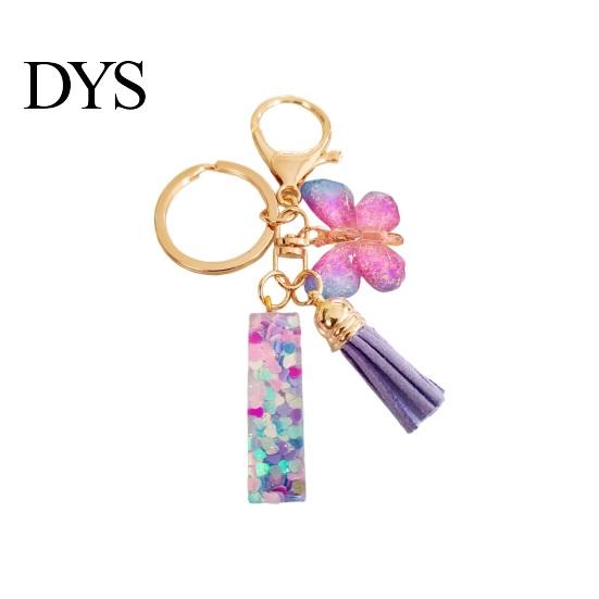 Mobile Phone Charm Butterfly Initial Letter Keychain Pendant Exquisite Practicality Backpack School Relief Craftsmanship Bag Decoration Purple