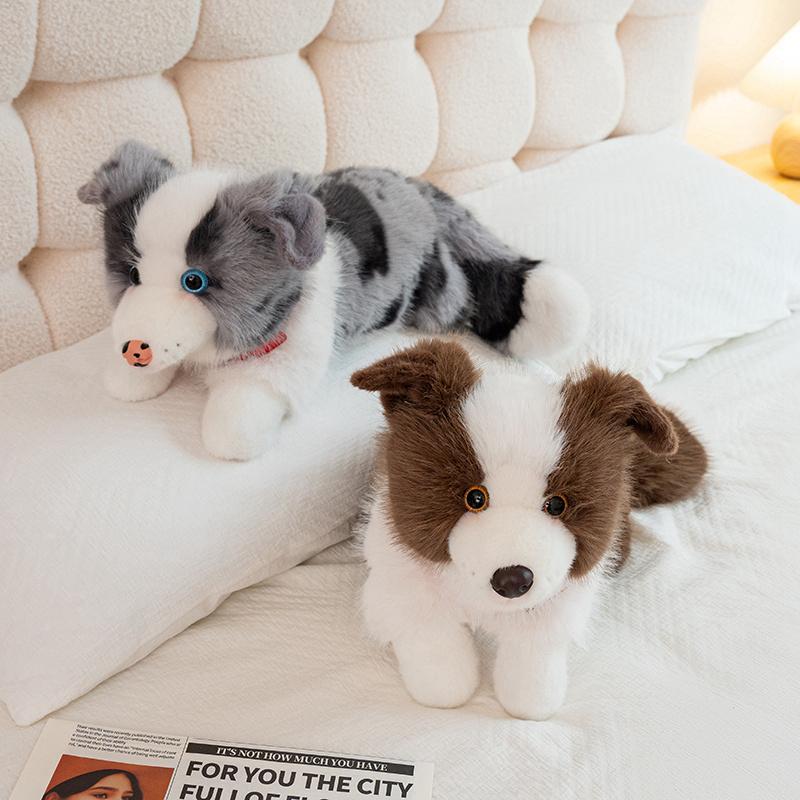 40/50cm Cute Collar Border Collie Plush Toy Simulated Pet Dog Plush Doll Soft Stuffed Animal Child Birthday Gift