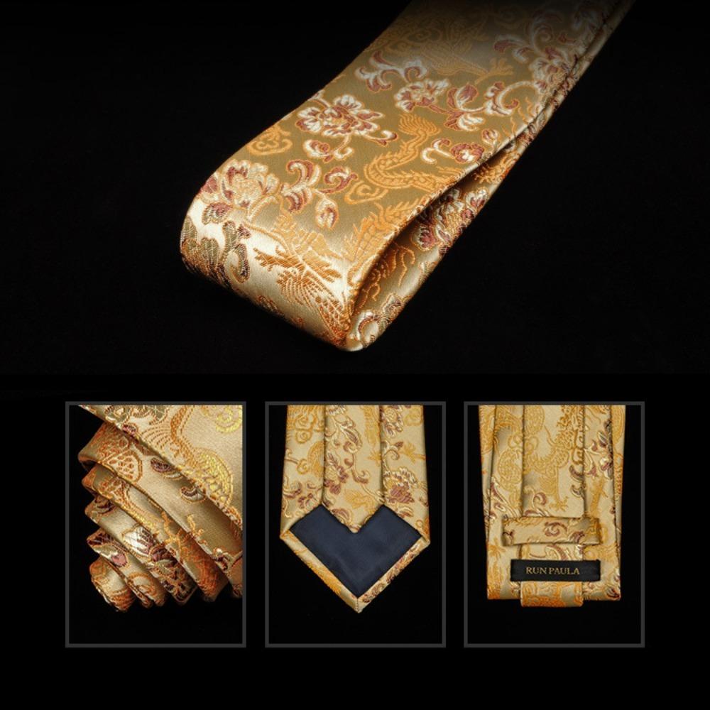 Adjustable Chinese Dragon Pattern Tie Calligraphy Men Necktie Jacquard Silk Tie Suit Accessories