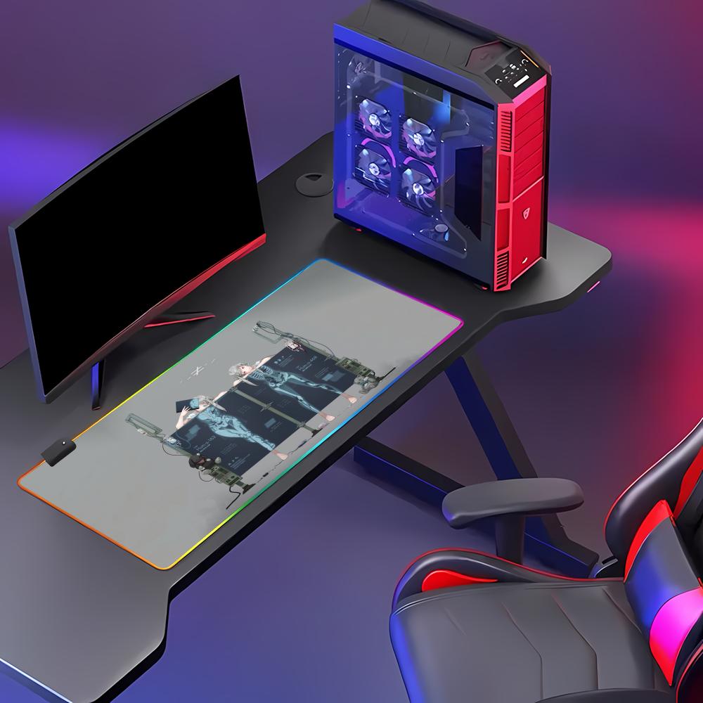 Cartoon Girl Pattern Game Mouse Pad Animation Games Beautiful RGB Gaming Mouse Pad HD Gamer Large LED Computer Non-slip Decor