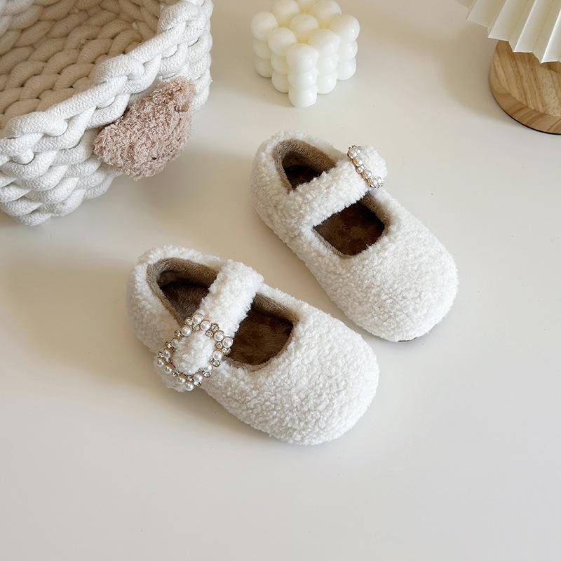 

Winter baby shoes for girls, warm shoes with thickened cotton lining, casual shoes, fashionable new cotton shoes 21Inner Length13.5cm бежевый