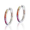 Fashion Rainbow Jewelry Custom CZ 925 Sterling Silver Rhodium Plated Rainbow Color Cubic Zirconia Hoop Huggie Earrings for Women