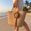Key Chain Leather Sunflower Pendant Weave Bag Charm Lovely Pu Flower Keychain  Car Accessory