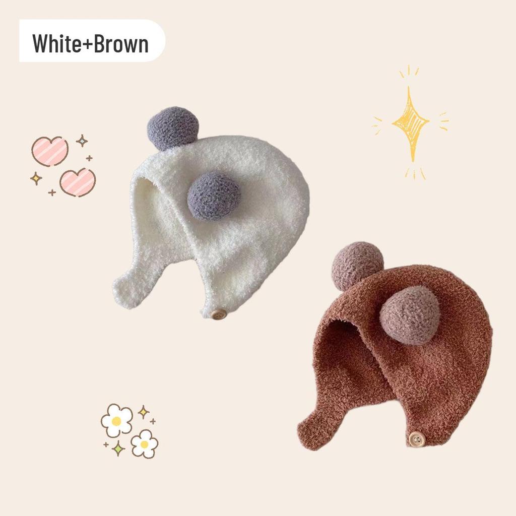 Jingqi Newborn Ear Protection Hat: Cute, Warm, Knitted Plush for Boys & Girls (Autumn/Winter)