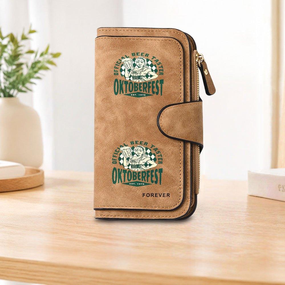Beer Festival Waitress Long Zipper Wallet, Large Capacity Card Holder, Unisex Clutch Bag, Fashionable Zipper Coin Purse, Suitable for Daily Use, A