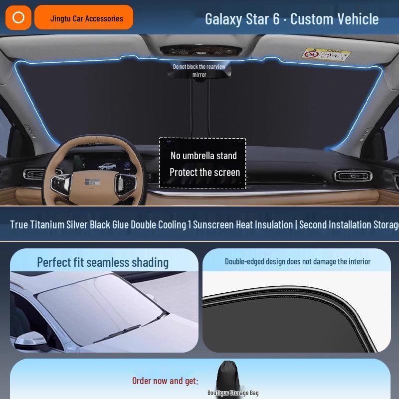Geely Car Sunshade: Heat-Insulation Windshield Curtain for 25 Models, including Xingyue L, Xingyuan, Xingrui, Emgrand, Boyue L, and Panda MINI.