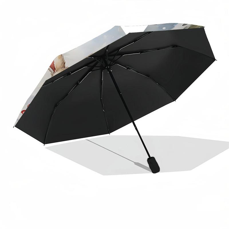 1pc Winter Wonderland Rabbit Umbrella: Auto Open Close, Portable 3-Fold Design, 8-Bone Iron Frame, Outdoor Festival Gift for Fans, Travelers, Daily Us